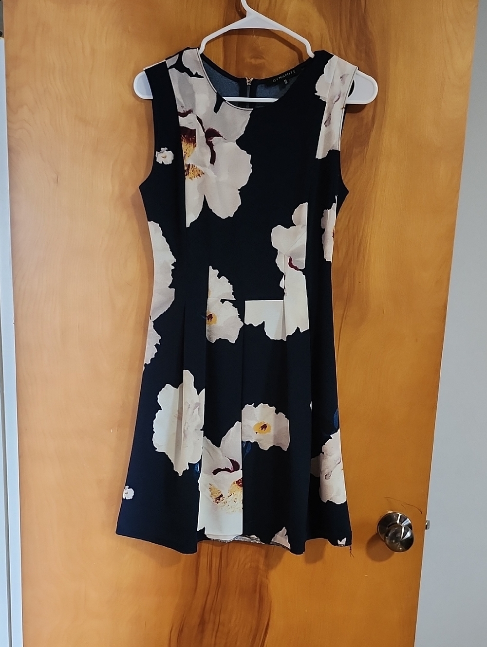 Dynamite Black Mini Dress with Cream Floral Print